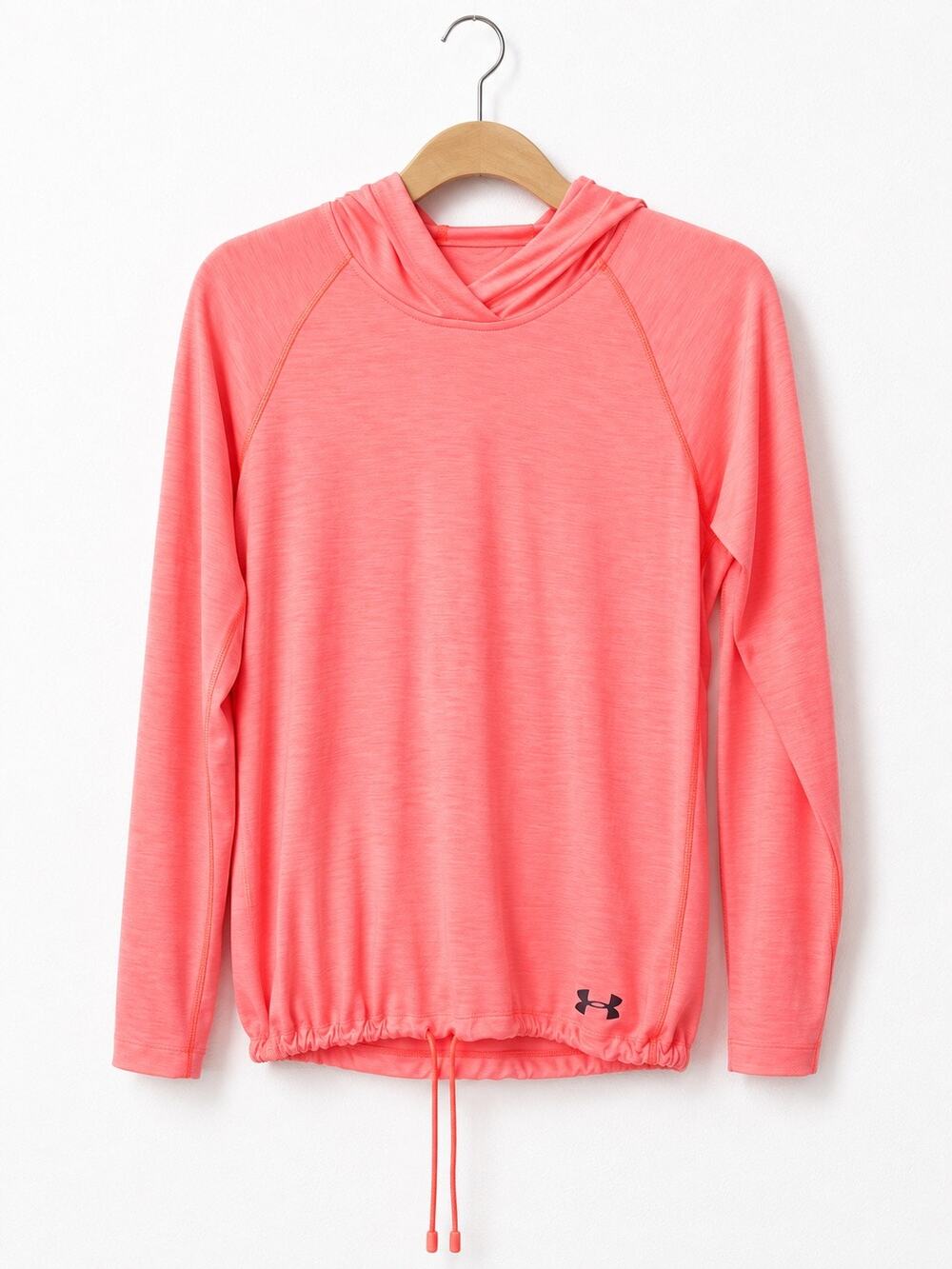 Under Armour Orange Loose HeatGear Long Sleeve Hooded Shirt womens size xsmall